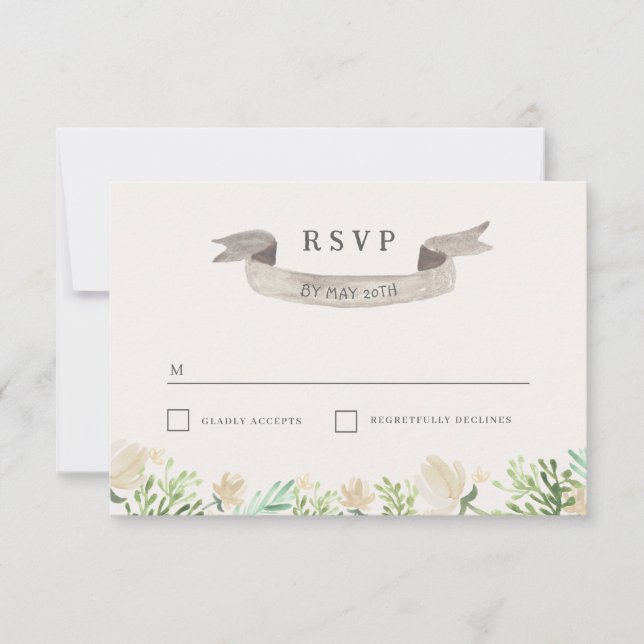 Spring Floral Wappen Wedding RSVP (Vorderseite)