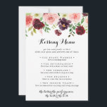 Spring Floral Wedding Kissing Menu Game Card<br><div class="desc">Diese im Frühjahr blumengeschmückte Spielkarte ist ideal für einen einfachen Hochzeitsempfang. Die handbemalte Einrichtung besteht aus grünen Blätter,  blendend rosa,  rot,  lila,  rot,  weiß und bordeauxfarbenen Rose,  die in kleinen niedlichen Bouquets gepflegt sind.</div>