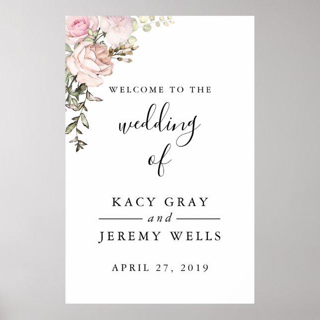 Spring Floral Wedding Sign Poster (Vorne)