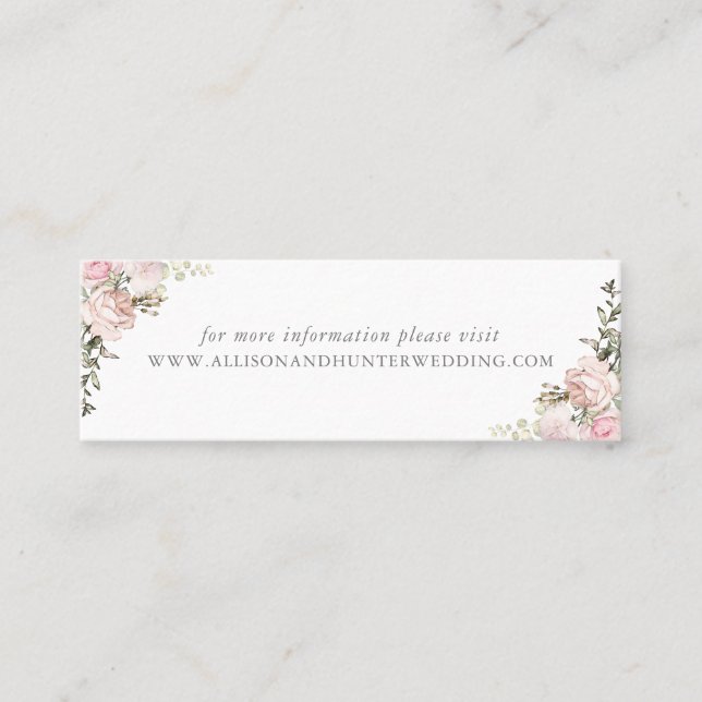 Spring Floral Wedding Website Card Mini Visitenkarte (Vorderseite)