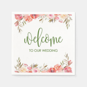 Spring Floral Welcome Cocktail Napkin Serviette