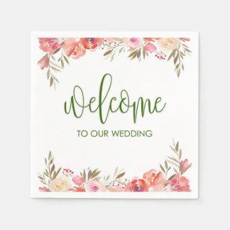 Spring Floral Welcome Cocktail Napkin Serviette