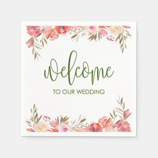 Spring Floral Welcome Cocktail Napkin Serviette (Vorderseite)