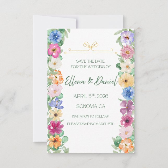 Spring Floral Wildflower save the date (Vorderseite)