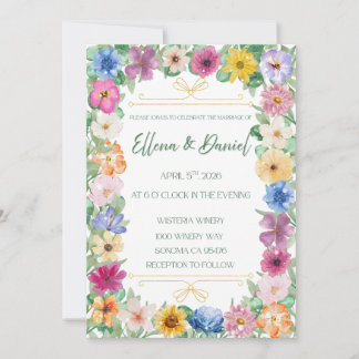 Spring Floral Wildflower Wedding Invitation  Einladung