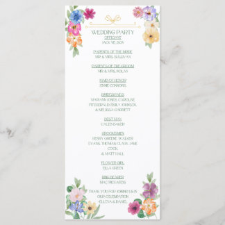 Spring Floral wildflower wedding program Programm