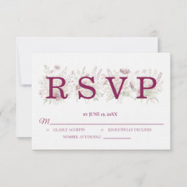 Spring Floral Wine Wedding RSVP card Karte
