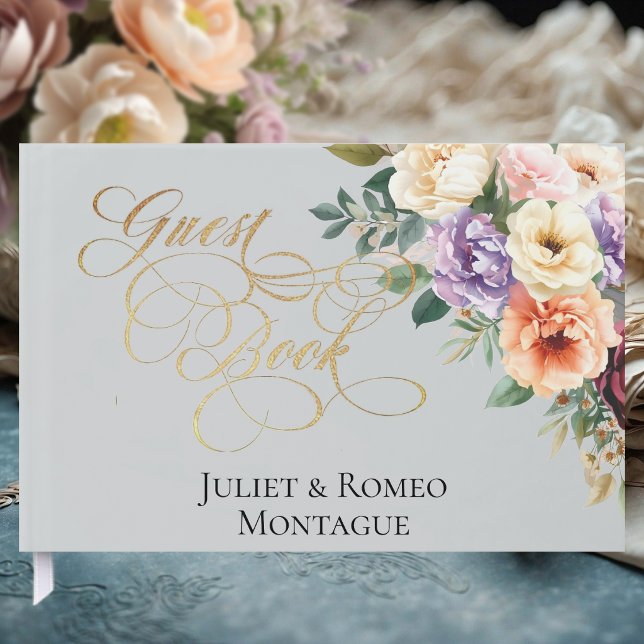 Spring Floral & Wreath Monogram - Silver Gästebuch (Von Creator hochgeladen)