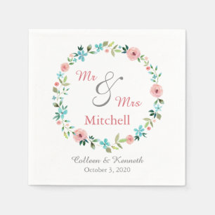 Spring Floral Wreath Wedding Serviette