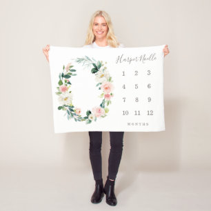 Spring Florals Baby Milestone Blanken Fleecedecke