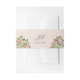 Spring Florals Elegant Initials Beige Einladungsbanderole