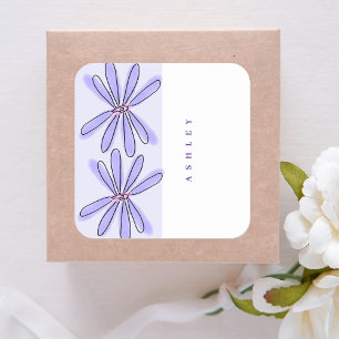 Spring Florals Lavender Lila Quadratischer Aufkleber