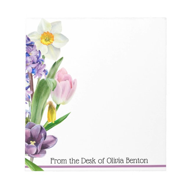 Spring Florals Name White Notizblock (Vorderseite)