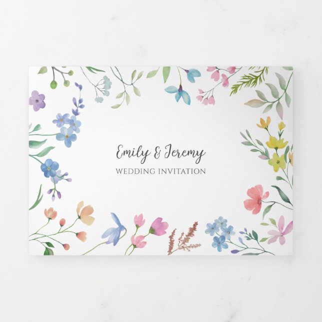 Spring Florals Trifold Wedding Einladung (Cover)