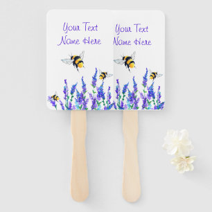 Spring Flowers and Bees Hand Fan - Your Text Name Fächer