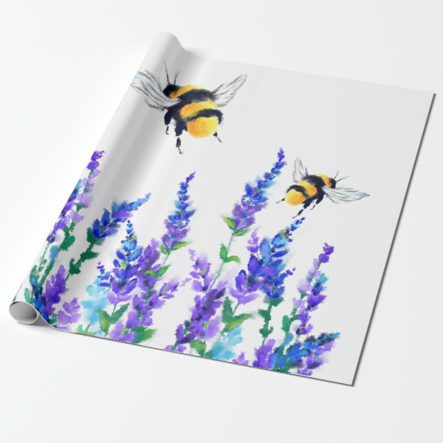 Spring Flowers and Bees Wrapping Paper Geschenkpapier (Ungerollt)
