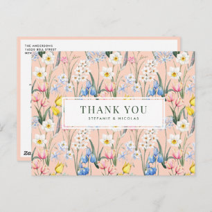 Spring Flowers Botanical Wedding Danke Postkarte