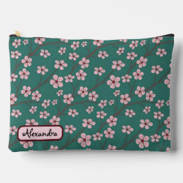 Spring flowers cherry blossom green seamless zubehörtasche