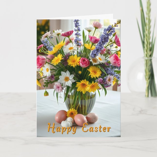 Spring Flowers Easter Card Feiertagskarte (Vorderseite)