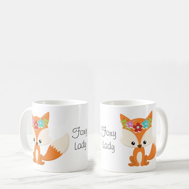 Spring Flowers Fox Foxy Lady Kaffeetasse (Von Creator hochgeladen)