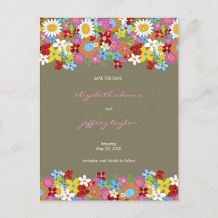 Spring Flowers Garden Save the Date Postcard Ankündigungspostkarte