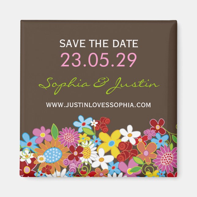 Spring Flowers Garden Whimsical Chic Save the Date Magnet (Vorne)