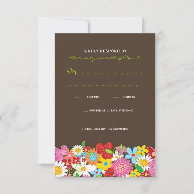 Spring Flowers Garden Whimsical Wedding RSVP Card (Vorderseite)