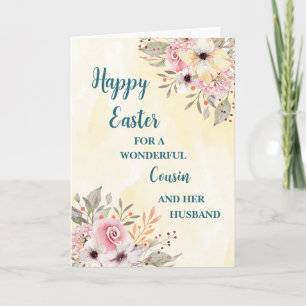 Spring Flowers Happy Osterfest Cousin & Ihr Husban Feiertagskarte