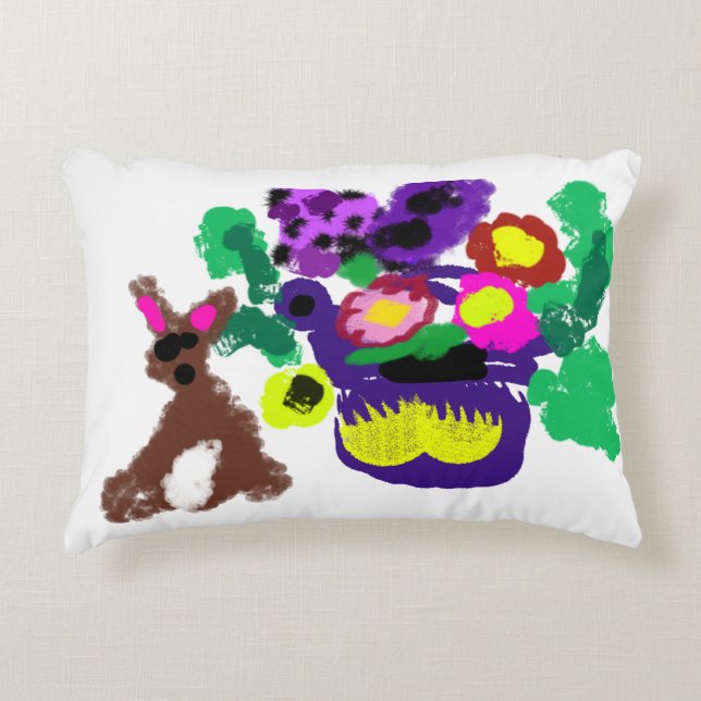 Spring flowers Rabbit joy Dekokissen (Vorderseite)