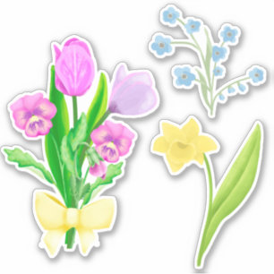 Spring Flowers Scrapbook Stationery Aufkleber