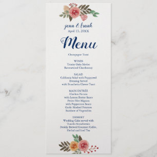 Spring Flowers Wedding Menu Card Menükarte