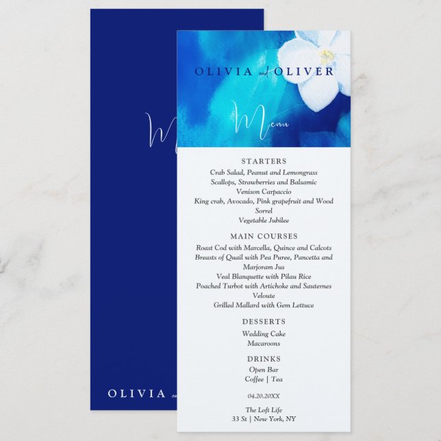 Spring Fondness Wedding Menu Menükarte (Vorne/Hinten)