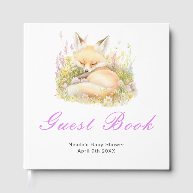 Spring Fox Baby Shower Guest Book Gästebuch (Vorderseite)