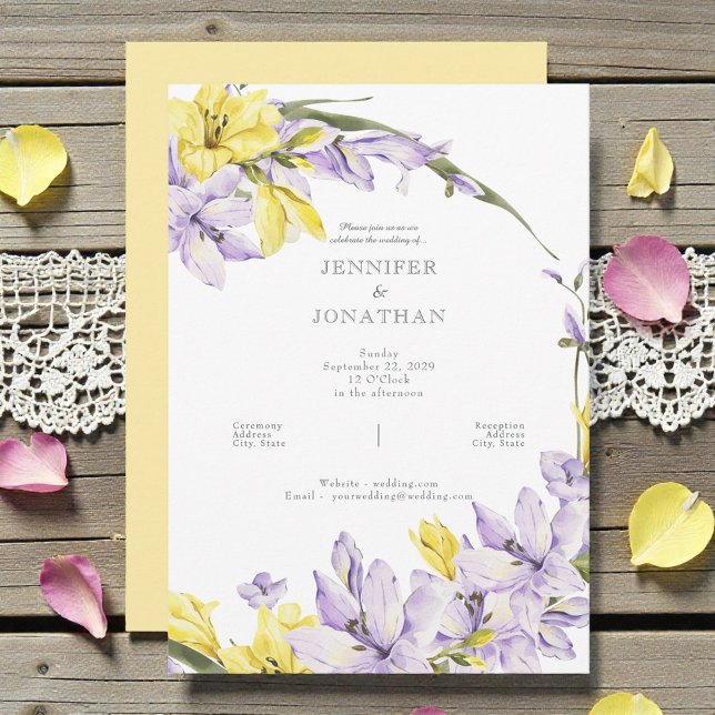 Spring Freesia Wreath Wedding Invitation Einladung (Von Creator hochgeladen)