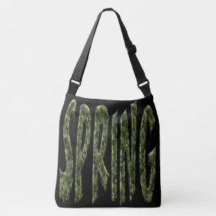Spring Funny Green Leafs Typografie Elegante Tragetaschen Mit Langen Trägern