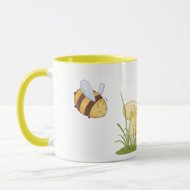 Spring Funny Niedlich Bees Yellow Daisies Blume Tasse (Links)