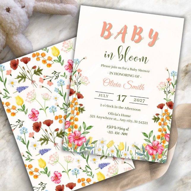 Spring Garden Baby in Bloom Floral Baby Shower Einladung (Von Creator hochgeladen)