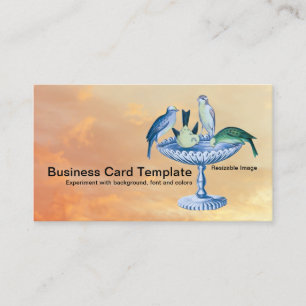 Spring Garden Birdbath Business Card Visitenkarte