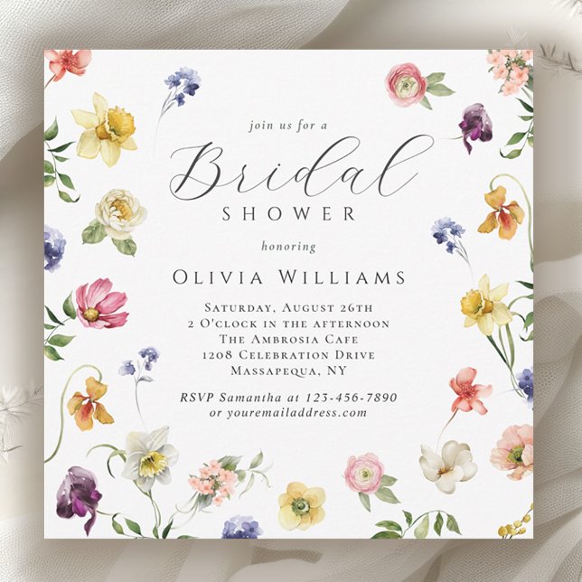 Spring Garden Blooms Floral Bridal Shower  Einladung (Available in both printed and instant download digital formats.)