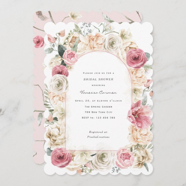 Spring Garden Blumen Brautparty Einladung (Vorne/Hinten)