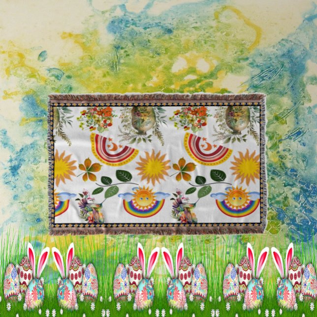 Spring Garden Butterfly Regenbogen Sonnenschein Gr Decke (Spring Garden Butterfly Rainbow Sunshine Greenery Throw Blanket)