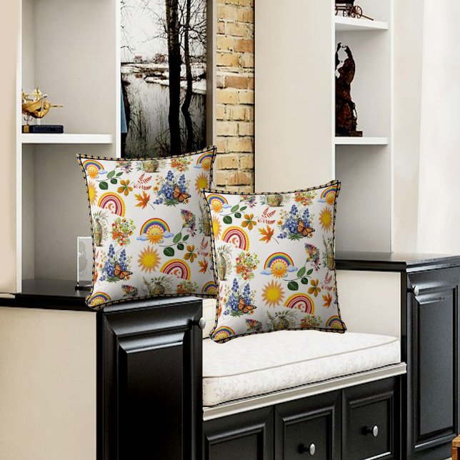 Spring Garden Butterfly Regenbogen Sonnenschein Gr Kissen (Spring Garden Butterfly Rainbow Sunshine Greenery Throw Pillow)