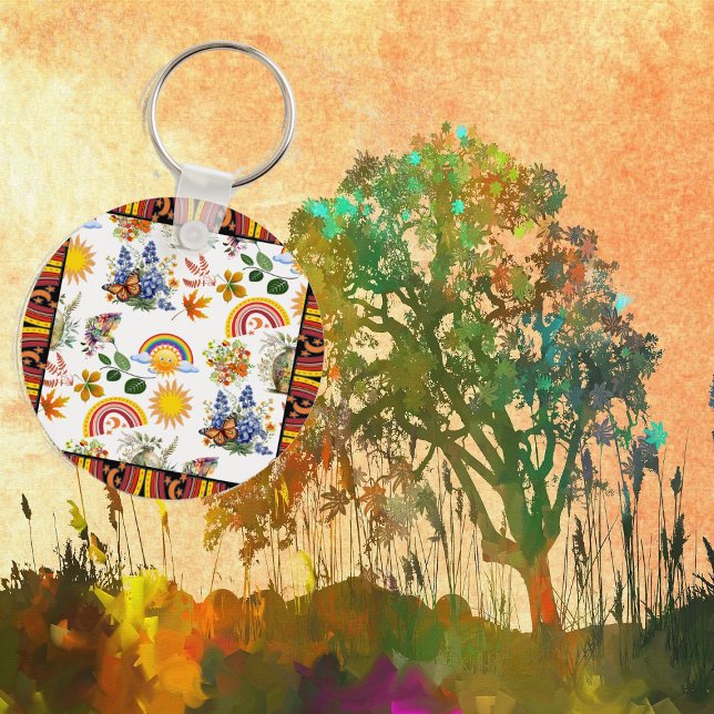 Spring Garden Butterfly Regenbogen Sonnenschein Gr Schlüsselanhänger (Spring Garden Butterfly Rainbow Sunshine Greenery Keychain)