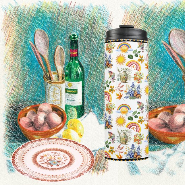 Spring Garden Butterfly Regenbogen Sonnenschein Gr Thermosbecher (Spring Garden Butterfly Rainbow Sunshine Greenery Thermal Tumbler)