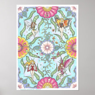 Spring Garden Faige Bug Fantasy Art Mandala Poster