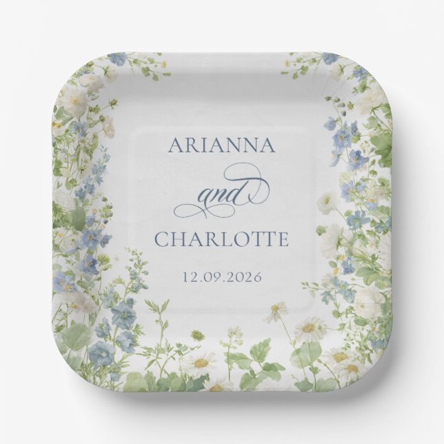 Spring Garden Floral Wedding Paper Plates Pappteller (Vorderseite)