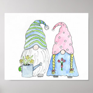 Spring Garden Mama und Papa Gnomes Poster
