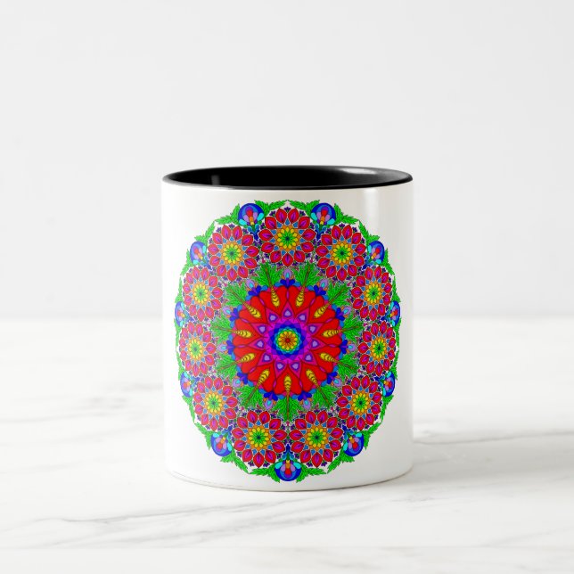 Spring Garden mandala Zweifarbige Tasse (Mittel)