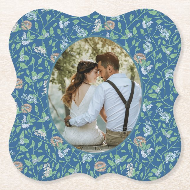 Spring Garden Mother Day Robin Nest Queen Foto Untersetzer (Vorderseite)