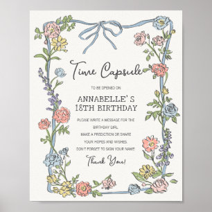 Spring Garden Party Floral Geburtstag Time Kapsel Poster